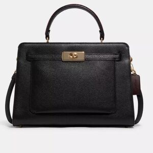 Coach Black Satchel with Gold Accents